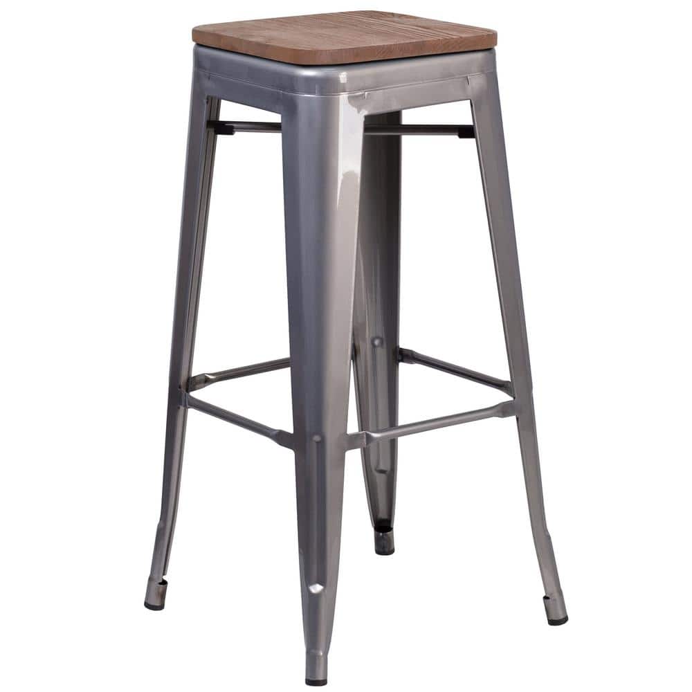 Lincoln 30.25 in H Clear Coated Backless Metal Bar Stool with Square Wood Seat price history on PriceWatchPro