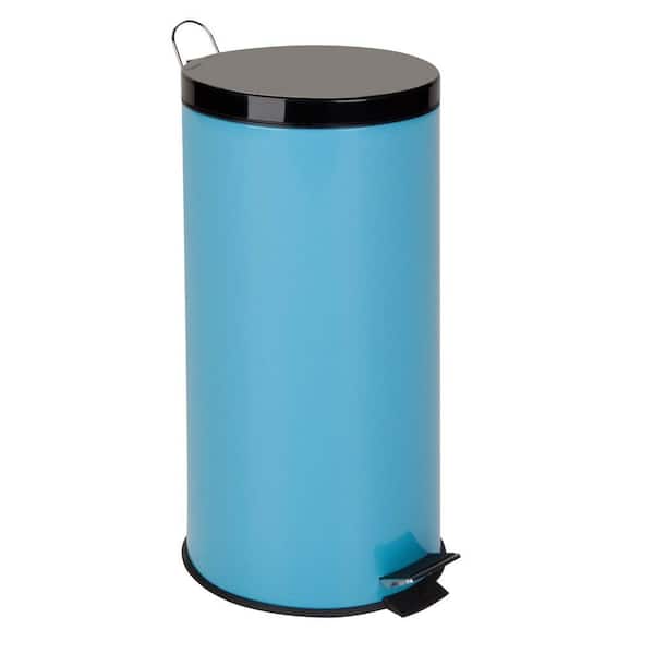 Honey-Can-Do 30 l Blue Round Metal Step-On Touchless Trash Can