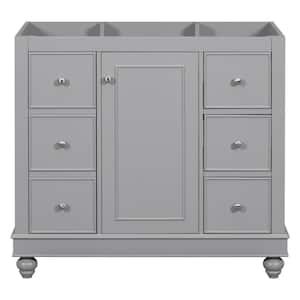 36 in. Bath Vanity Cabinet without Top with 1-Door and 4-Drawers in Gray