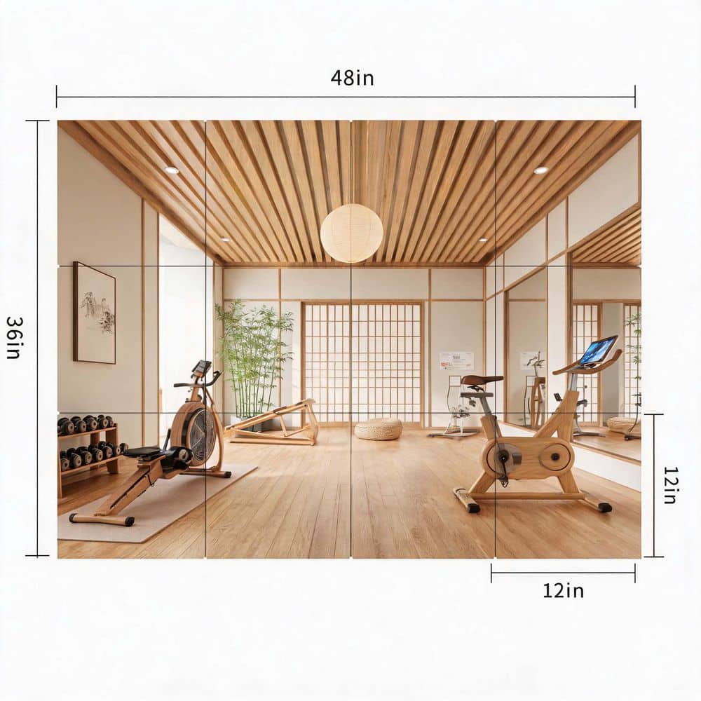 12-Pack 11.4 in. W x 11.4 in. H DIY Mirror Tiles - Tempered Glass, Expands Space, Self-Adhesive Wall Decor price history on PriceWatchPro