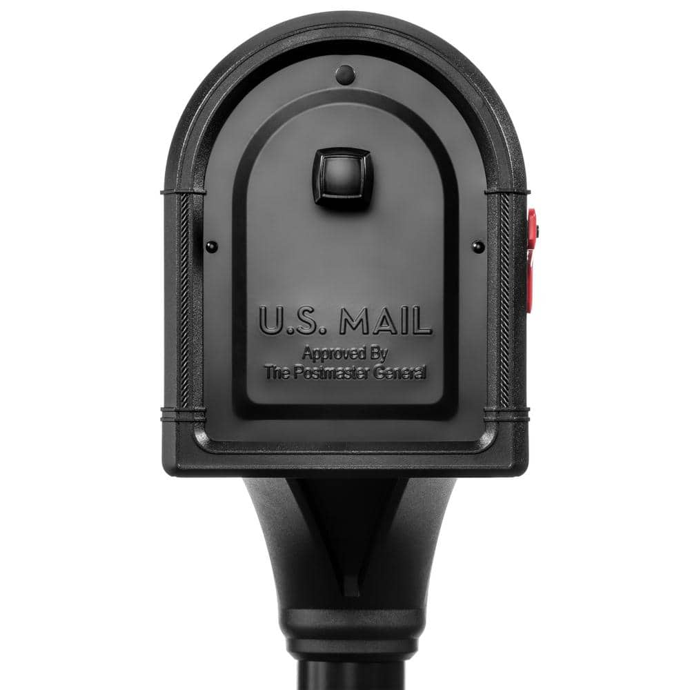 Large Black Aluminum Post Mount Mailbox with Steel Post