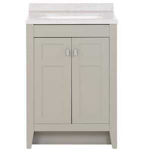 Bladen 25 in. W x 19 in. D x 38 in. H Single Sink  Bath Vanity in Gray with Polar Gray Engineered Solid Surface Top