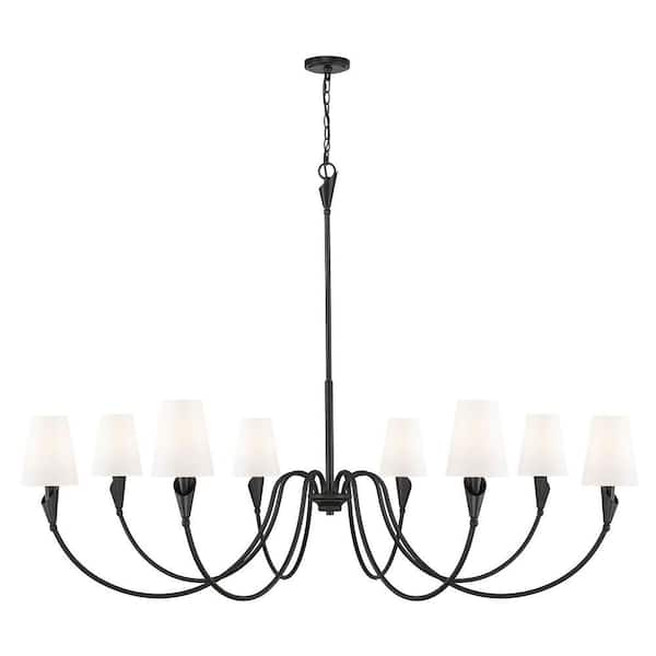 Claudelle 8 light Matte Black Chandelier for Indoor Use with No Bulbs Included