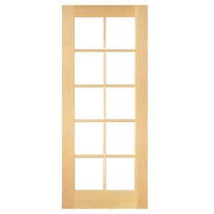 30 in. x 80 in. Solid Core 10-Lite Clear Glass TDL Ovolo Sticking Unfinished Pine Wood Interior Door Slab