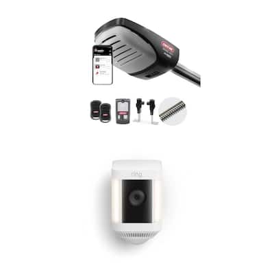 Signature Series 2 HPc Garage Door Opener with Remotes (3-Button) and Spotlight Cam Plus Wi-Fi Security Camera