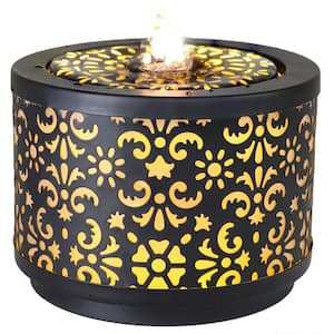 Floral Pattern Cutout Indoor Tabletop Fountain - Black