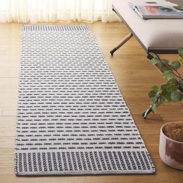 Montauk 2 ft. x 9 ft. Navy/Ivory Dainty Striped Runner Rug