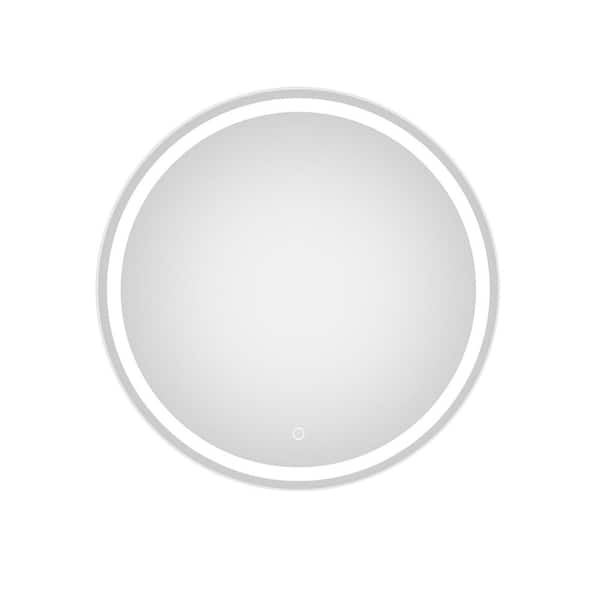 Staykiwi 24 in. W x 24 in. H Round Frameless Bluetooth LED Wall Bathroom Vanity Mirror in White