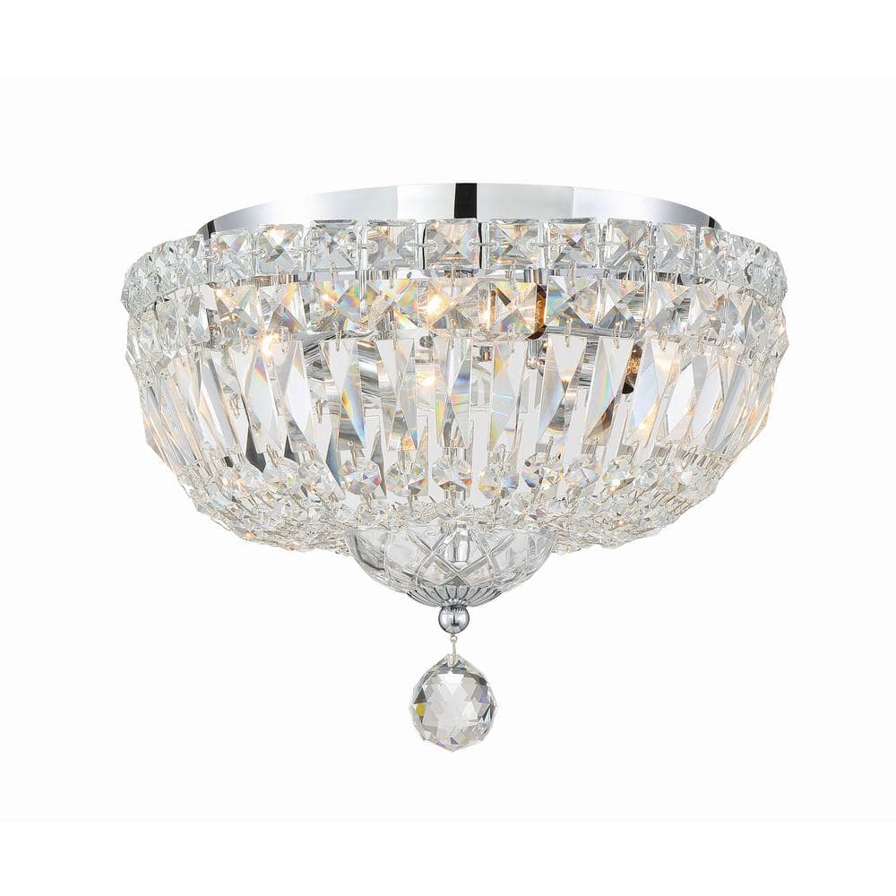 Polished Chrome Crystal LED Bowl Flush Mount Light