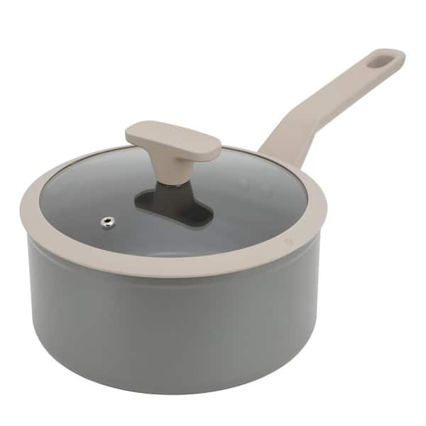 Oster Ambrose 3 qt. Nonstick Aluminum Saucepan with Lid in Matte Grey