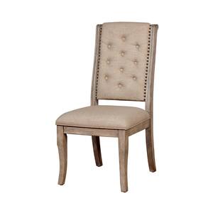 Reina Rustic Natural Tone Fabric Tufted Side Chairs (Set of 2)