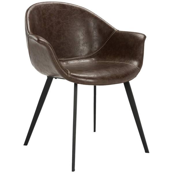 SAFAVIEH Dublin Dark Brown/Black Leather Dining Chair (Set of 2