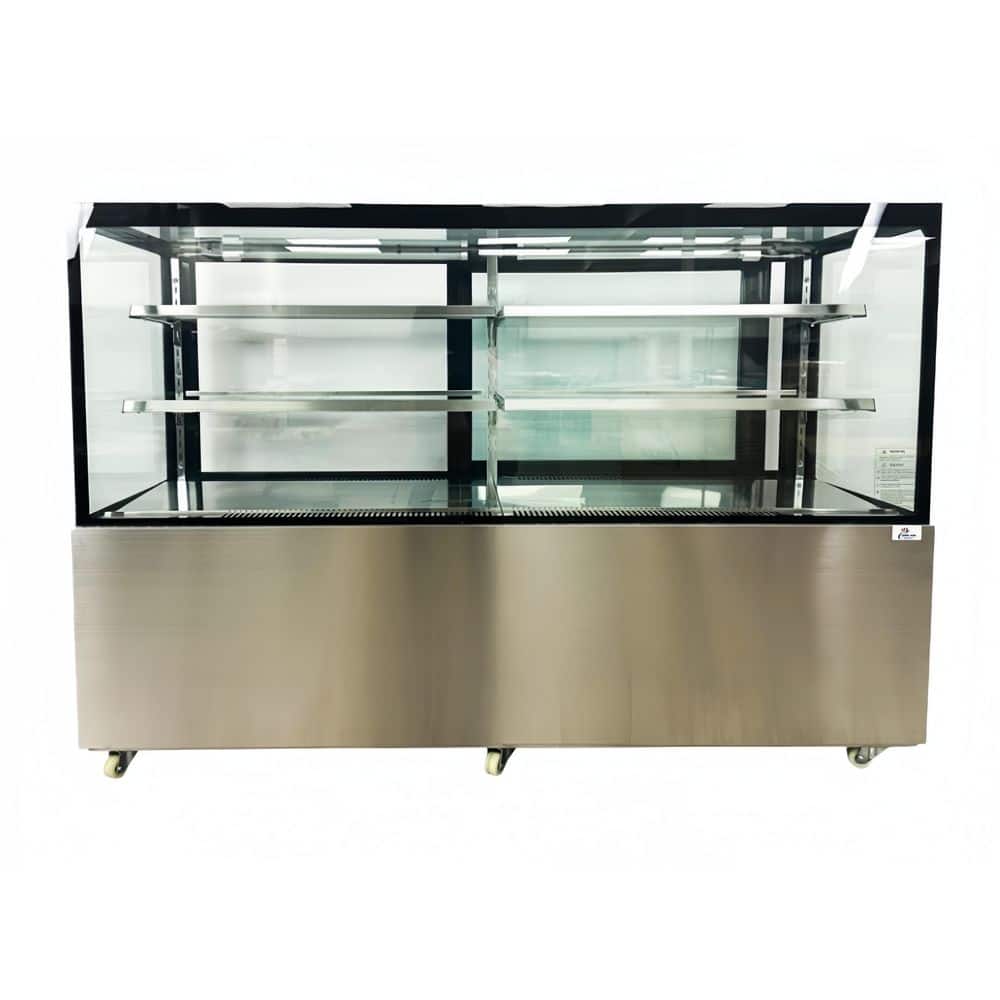 72  in. 22.2 cu. ft. Commercial Bakery Display Case Sliding 2-Door Glass Front Refrigerator in Stainless Steel