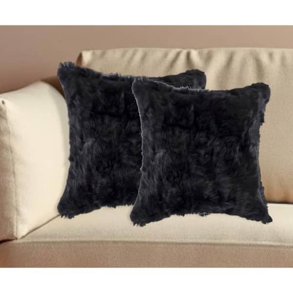 HomeRoots Black Animal Print Cotton 18 in. x 18 in. Throw Pillow Set of 2
