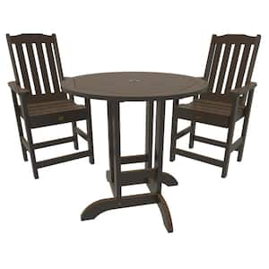 Springville 3-Pieces Round Recycled Plastic Outdoor Counter Dining Set