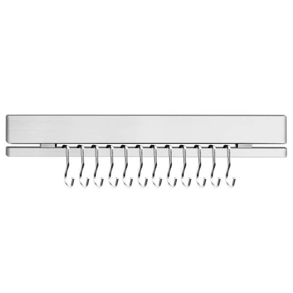 5-Knife 17 in. 304 Stainless Steel Magnetic Knife Strip, Magnetic Knife Bar Rack with 12 Hooks for Fridge and Wall