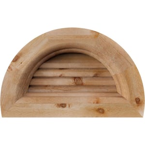 41'' x 23'' Half Round Unfinished Rough Sawn Western Red Cedar Wood Paintable Gable Louver Vent Functional