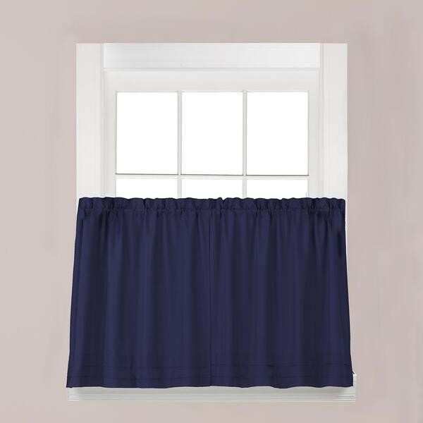 Saay Knight Holden Navy Polyester, 45 Inch Tier Curtains