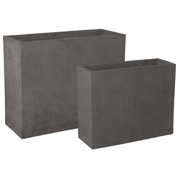 Septa 26 in., 31.5 in. H Gray Terrazzo Rectangle Planters  (Set of 2)