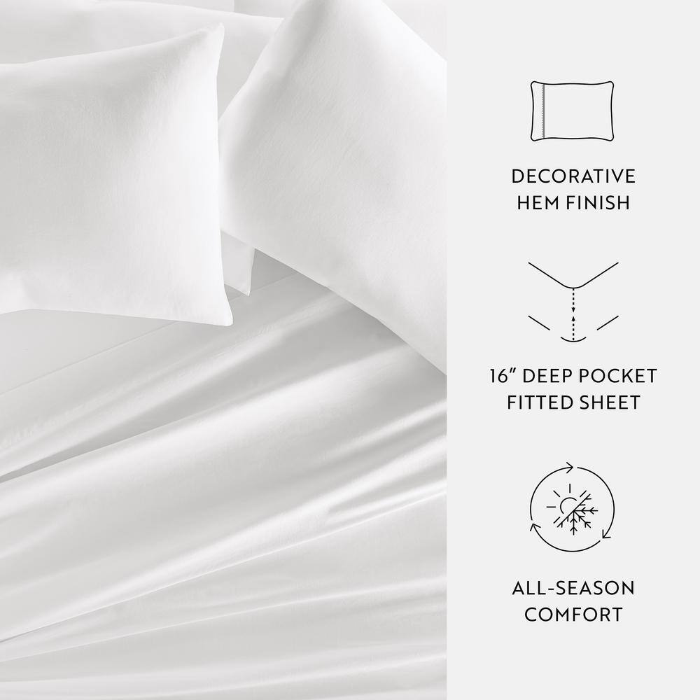 California King White Cotton Sheet Set