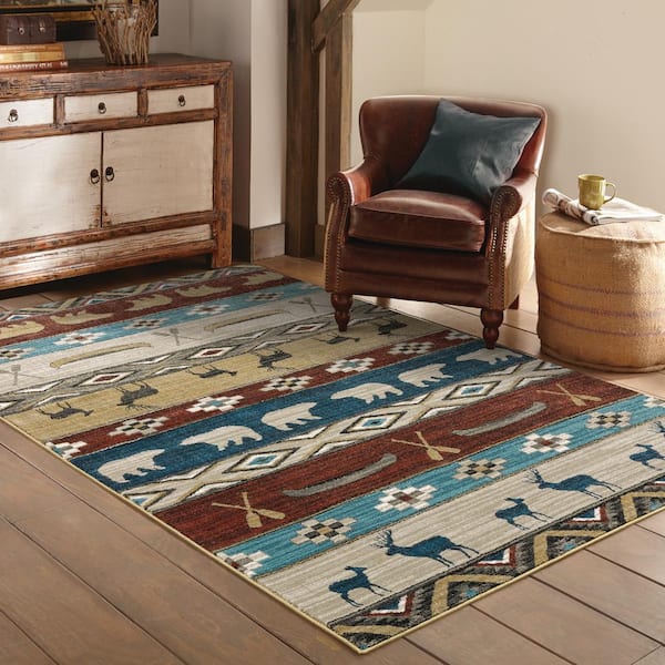 Bazaar Aspen Multi 5 ft. 3 in. x 7 ft. 3 in. Lodge Area Rug