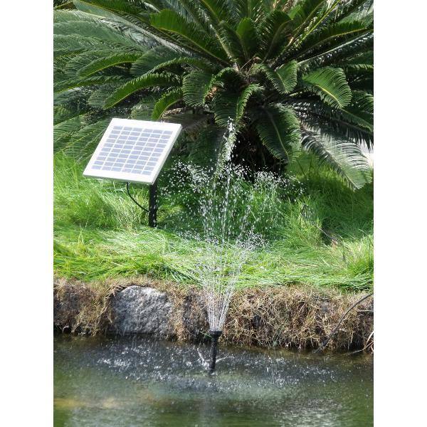Solar Powered Black Pond Pump Kit with LED Light