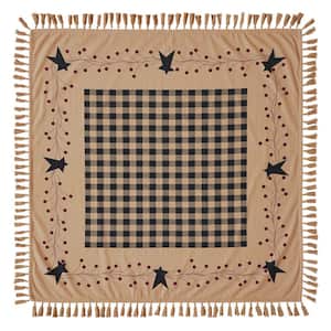 Pip Vinestar 40 in. W x 40 in. L Browns/Tan Checkered Floral Cotton Tablecloth Topper