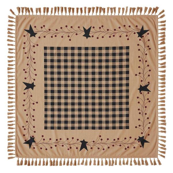 VHC Brands Pip Vinestar 40 in. W x 40 in. L Browns/Tan Checkered Floral Cotton Tablecloth Topper