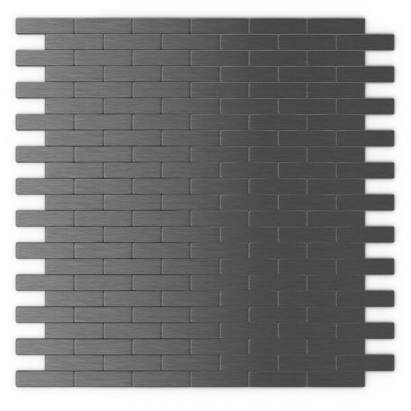 Inoxia SpeedTiles Bricky DG Dark Gray 11.81 in. x 11.42 in. x 5 mm Metal Peel and Stick Wall Mosaic Tile