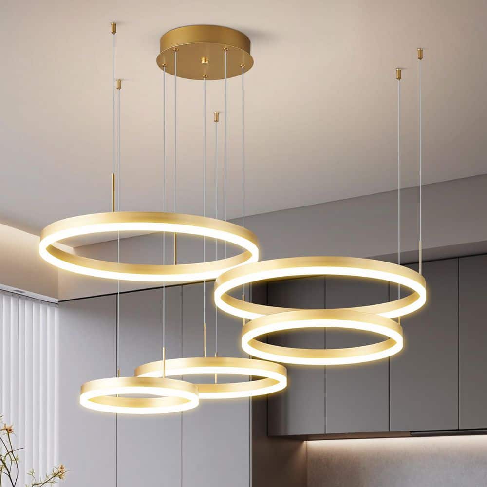 Goldwin ミドラー　140 ZHLWIN Home Lighting 100w 5Light 19. 68in Gold Five-Ring Circular