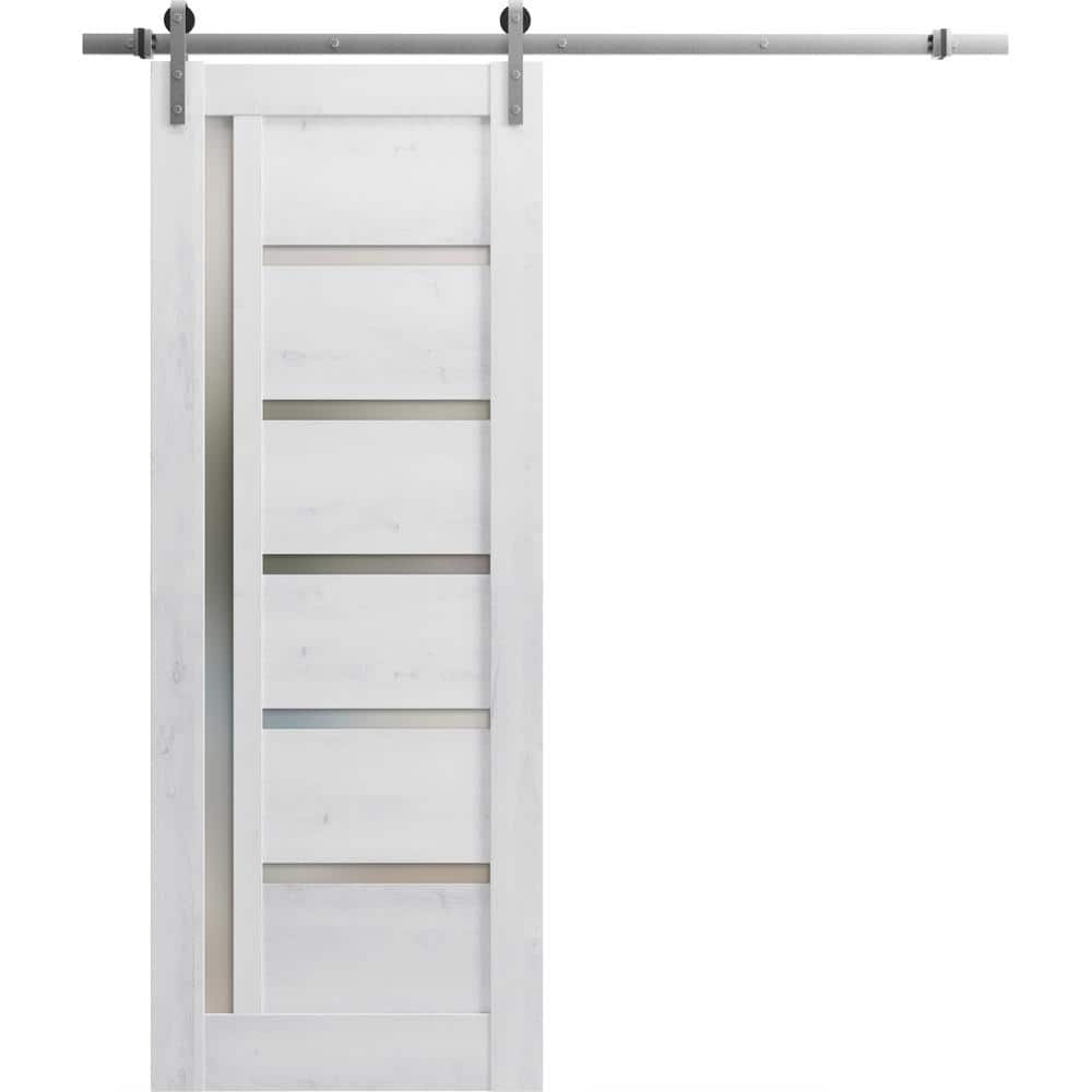 42 in. x 84 in. 1 Panel Frosted Glass Nordic White Wood Sliding Barn Door with Hardware Kit price history on PriceWatchPro