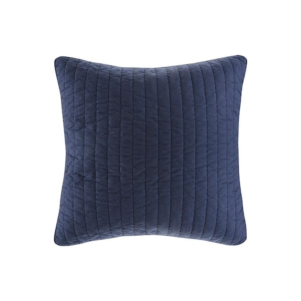 Camila Navy 26 in. x 26 in. Cotton Quilted Euro Sham