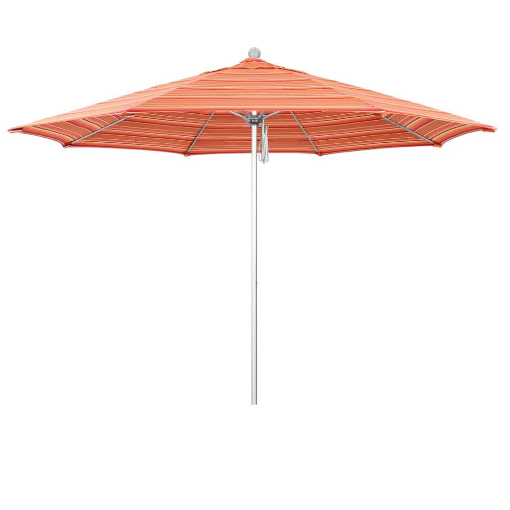 11 ft. Silver Anodized Aluminum Market Patio Umbrella with Fiberglass Ribs Pulley Lift in Dolce Mango Sunbrella price history on PriceWatchPro
