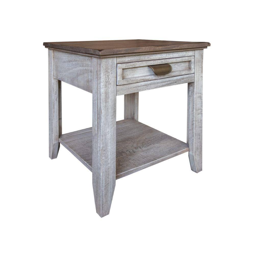 Benjara 23 In. Brown And White Rectangle Wood End Table With Single ...