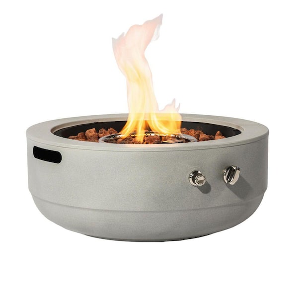 24 in. 50000 BTU Gray Propane Gas Fire Pit Bowl Round Steel Fire Pit for Outside Patio Deck Garden Backyard