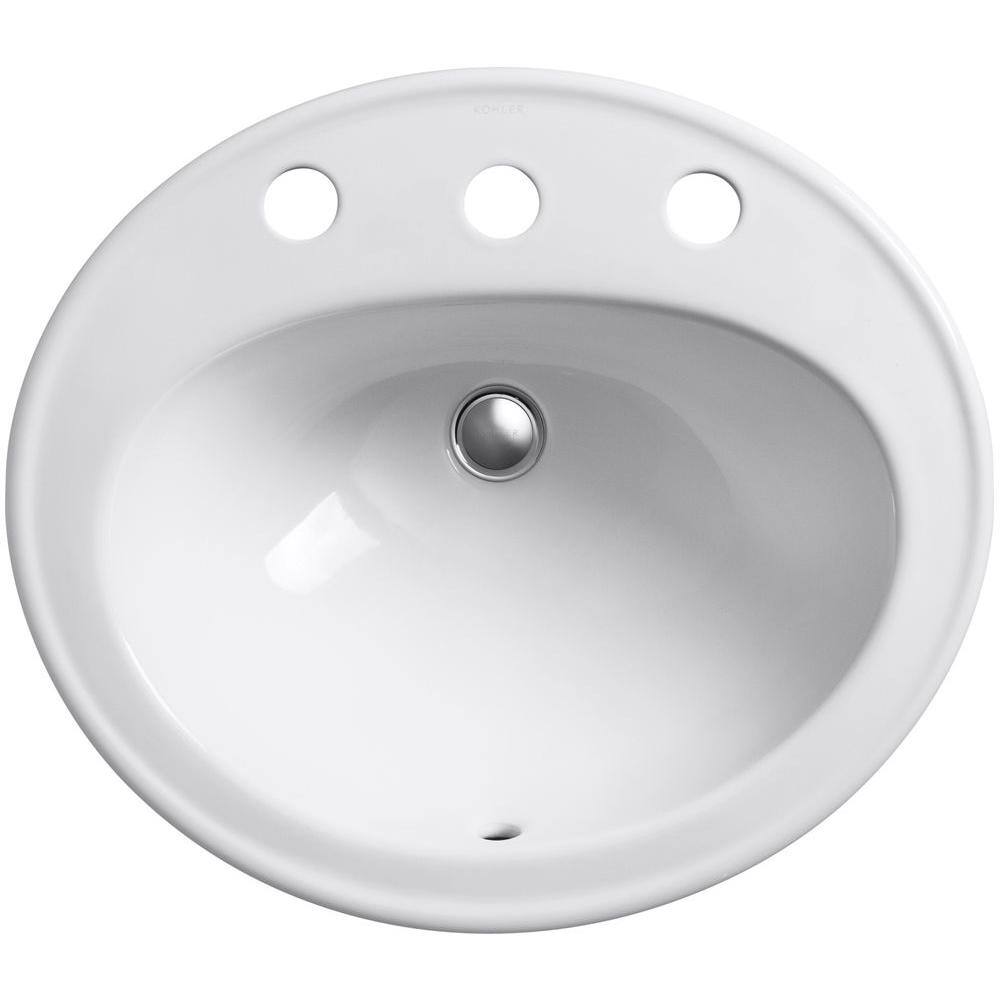 White Ceramic Oval Undermount Bathroom Sink with Overflow