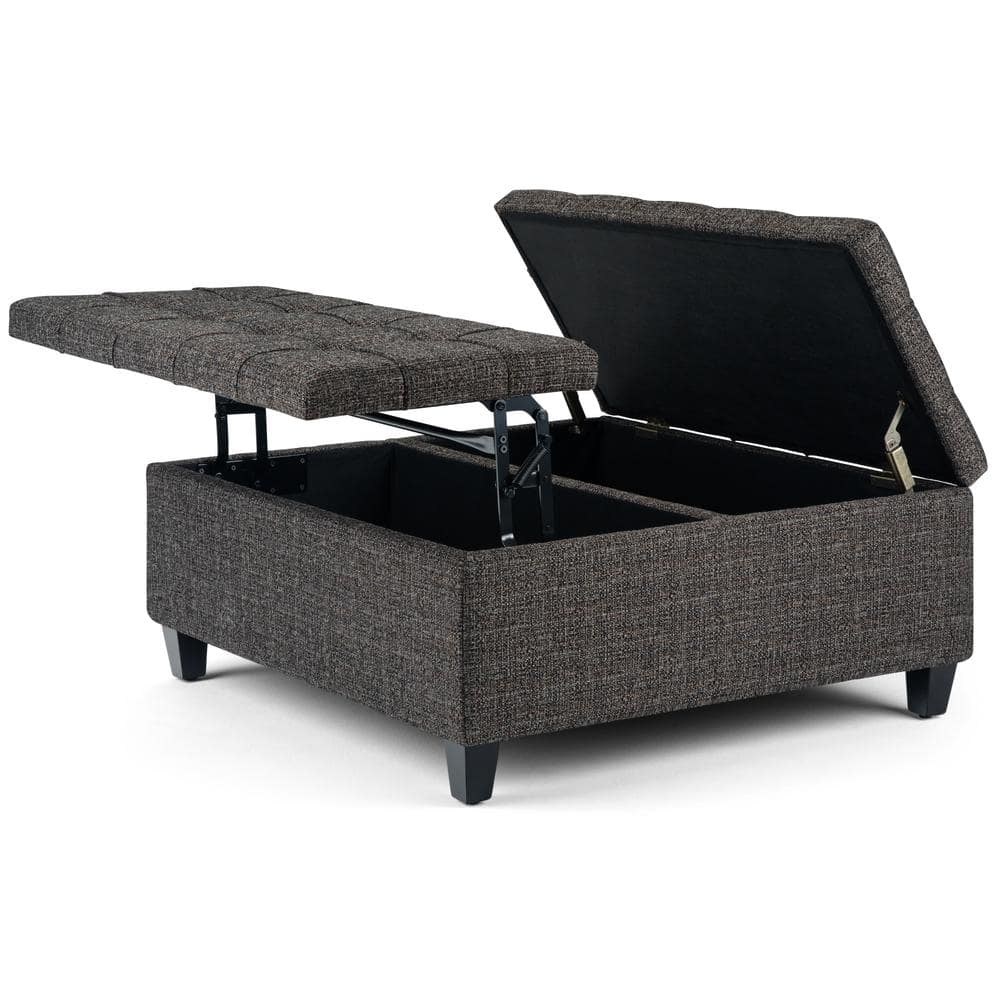 Harrison Dark Grey Tufted Cocktail Storage Ottoman