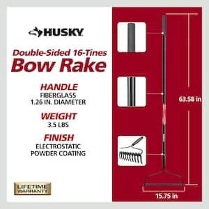 5-Piece 57 in. Fiberglass Handle 16-Tines Bow Rake Garden Tool Set