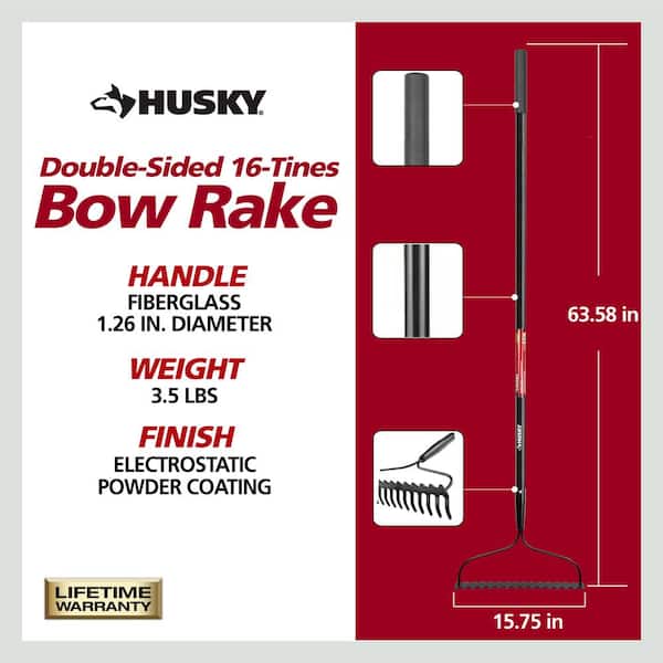 57 in. Fiberglass Handle 16-Tines Bow Rake with Comfort Grip (5-Pack)