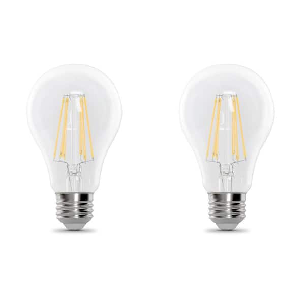 Feit Electric 40-Watt Equivalent A19 Dimmable CEC 90+ CRI Indoor Clear Glass E26 Medium Base LED Light Bulb, Soft White 2700K(2-Pack)
