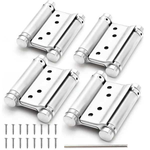 4-Pack 3 in. Double Action Door Hinges, Commercial Grade Stainless Steel Self Closing Door Hinges for Cafe, Bar, Silver