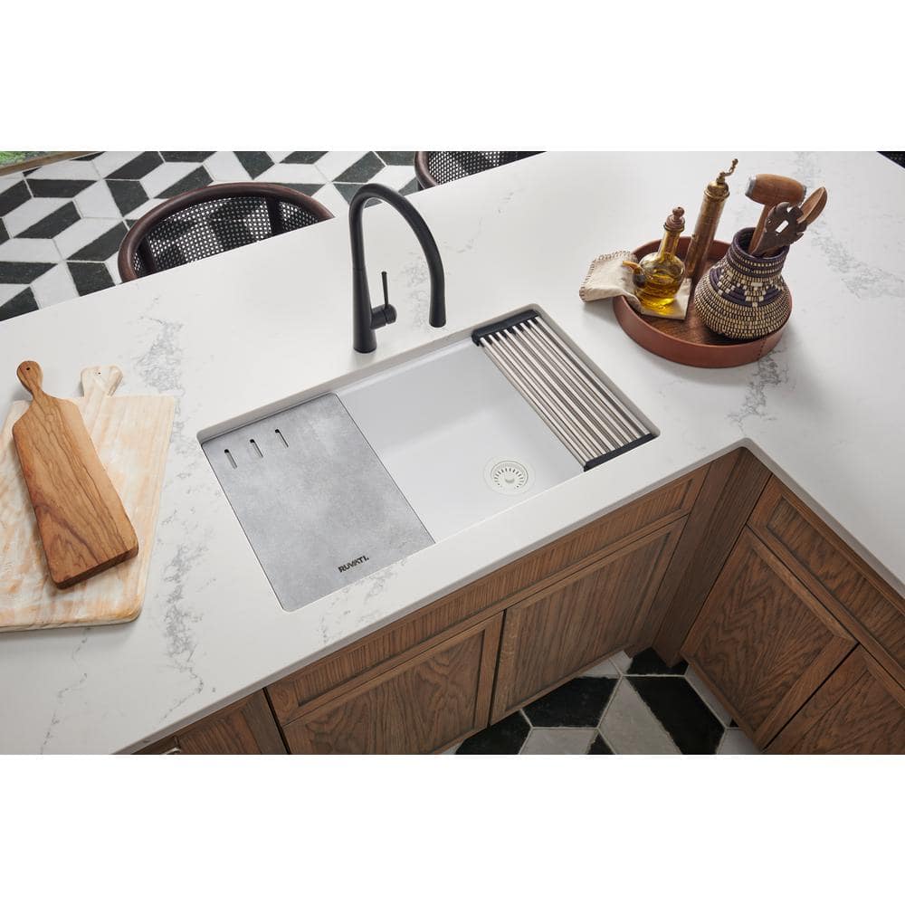 LedgeFit 17 in. x 11 in. Rectangular Textured Concrete Finish Cutting Board for Workstation Sinks - thumbnail 6