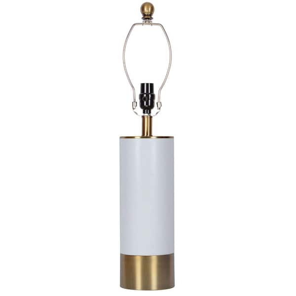 Hampton Bay 26.25 in. Brass and White Table Lamp