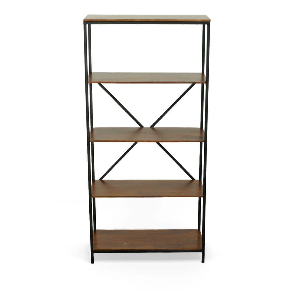 Brayden Tall Chestnut and Black Mango Wood Bookcase