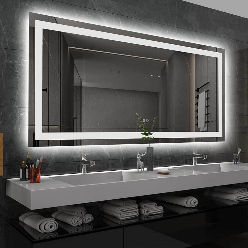 Edison 60 in. W x 35 in. H Frameless Rectangular LED Light Bathroom Vanity 