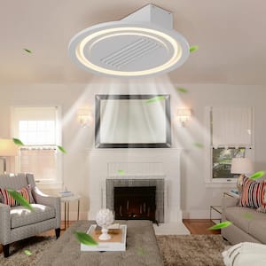 22 in. Modern Leafless Flush Mount Ceiling Fan Low Profile Lamp with Remote Control Removable Washable, Reversible Motor