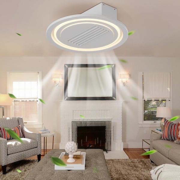 Magic Home 22 in. Modern Leafless Flush Mount Ceiling Fan Low Profile Lamp with Remote Control Removable Washable, Reversible Motor