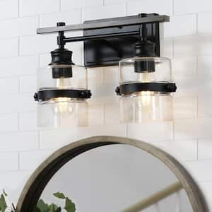 ExBrite Merrin 23 in. 3-Light Wood grain Bathroom Vanity Light with ...