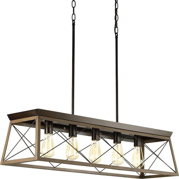 Briarwood Collection 5-Light Antique Bronze Farmhouse Linear Island Chandelier Light