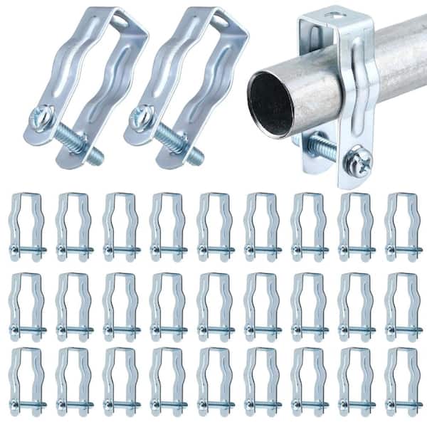 3/4 in EMT Conduit Hanger Clamp Set with Bolts and Nuts, Galvanized Steel Strut Strap Mount, 25 Pack